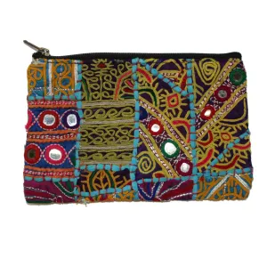 vintage Indian fabric zip clutch