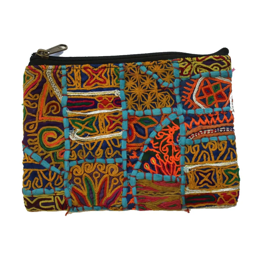 vintage Indian fabric zip clutch